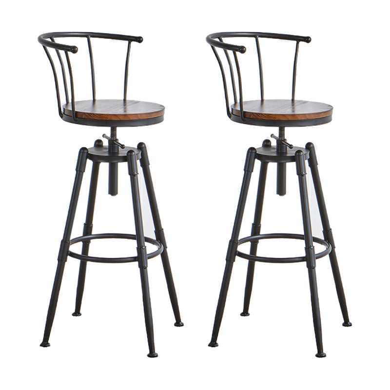 Industrial Upholstered Swivel Adjustable Height Stool 35.43'' Home Bar Stool Dark Brown Set of 2 Clearhalo 'Bar Furniture' 'Bar Stools' 'bar_stools' 'furniture_bar_stools' 'Kitchen & Dining Furniture' 'kitchen&dining_furn' 'kitchen' 'kitchen_furn' Furniture' 4684641