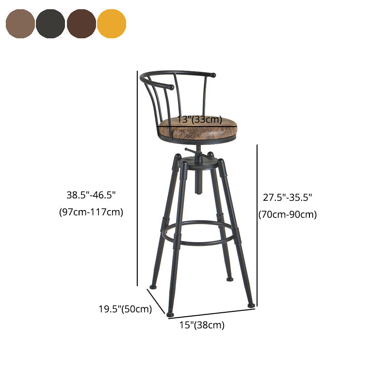 Industrial Upholstered Swivel Adjustable Height Stool 35.43'' Home Bar Stool Clearhalo 'Bar Furniture' 'Bar Stools' 'bar_stools' 'furniture_bar_stools' 'Kitchen & Dining Furniture' 'kitchen&dining_furn' 'kitchen' 'kitchen_furn' Furniture' 4684643
