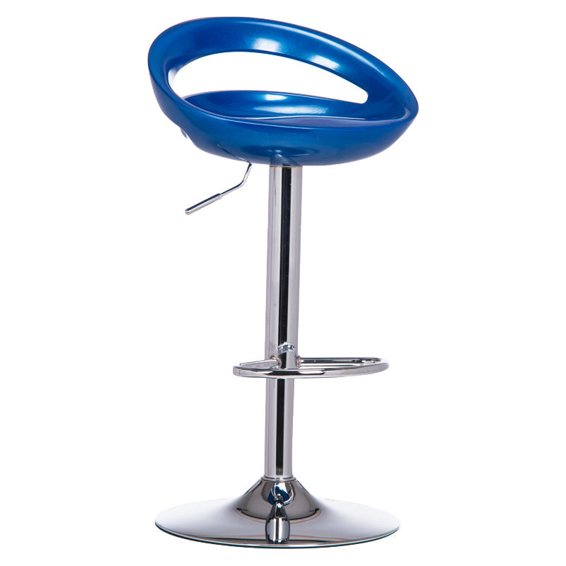 31.50" Low Back Bar and Counter Stool Contemporary Round Stool Blue 1 Piece Clearhalo 'Bar Furniture' 'Bar Stools' 'bar_stools' 'furn' 'furn_bar_stools' 'furniture_bar_stools' 'Kitchen & Dining Furniture' 'kitchen&dining_furn' 'kitchen' 'kitchen_furn' Furniture' 4684651