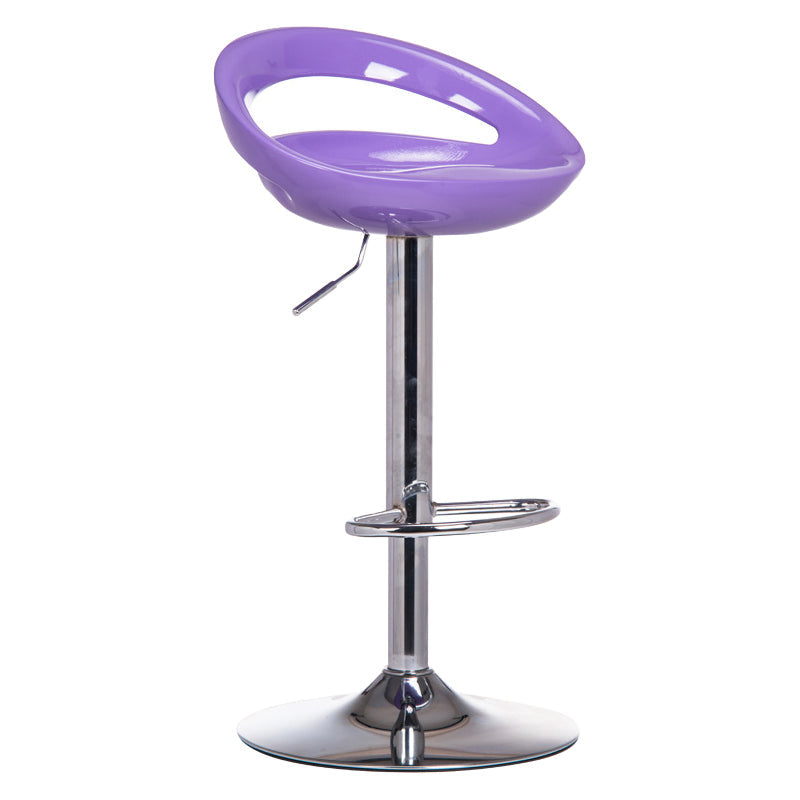 31.50" Low Back Bar and Counter Stool Contemporary Round Stool Violet 1 Piece Clearhalo 'Bar Furniture' 'Bar Stools' 'bar_stools' 'furn' 'furn_bar_stools' 'furniture_bar_stools' 'Kitchen & Dining Furniture' 'kitchen&dining_furn' 'kitchen' 'kitchen_furn' Furniture' 4684652