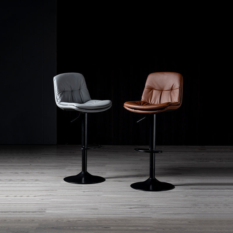 Adjustable Height Leather Footrest Bar Stool Matte Finish 31.49'' Low Back Stool Clearhalo 'Bar Furniture' 'Bar Stools' 'bar_stools' 'furn' 'furn_bar_stools' 'furniture_bar_stools' 'Kitchen & Dining Furniture' 'kitchen&dining_furn' 'kitchen' 'kitchen_furn' Furniture' 4684732