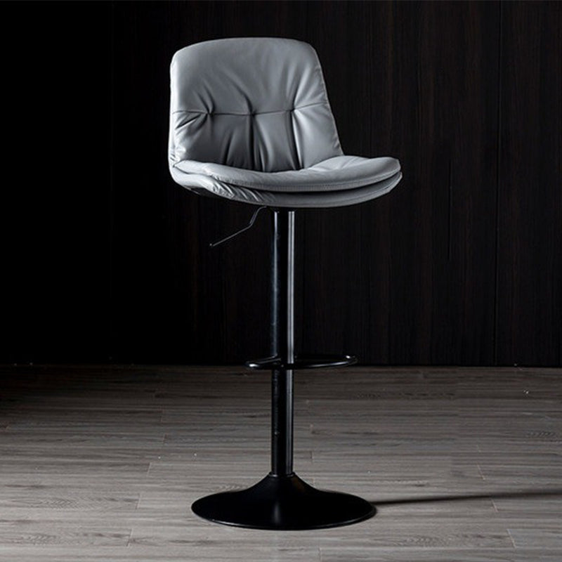 Adjustable Height Leather Footrest Bar Stool Matte Finish 31.49'' Low Back Stool Light Gray Black 1 Piece Clearhalo 'Bar Furniture' 'Bar Stools' 'bar_stools' 'furn' 'furn_bar_stools' 'furniture_bar_stools' 'Kitchen & Dining Furniture' 'kitchen&dining_furn' 'kitchen' 'kitchen_furn' Furniture' 4684737