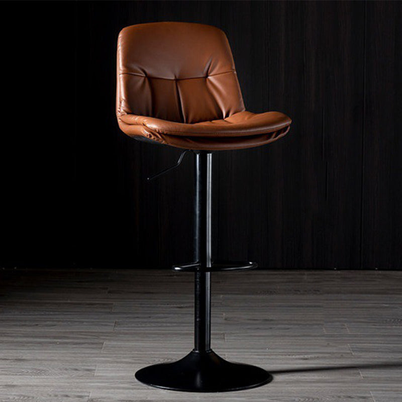Adjustable Height Leather Footrest Bar Stool Matte Finish 31.49'' Low Back Stool Brown Black 1 Piece Clearhalo 'Bar Furniture' 'Bar Stools' 'bar_stools' 'furn' 'furn_bar_stools' 'furniture_bar_stools' 'Kitchen & Dining Furniture' 'kitchen&dining_furn' 'kitchen' 'kitchen_furn' Furniture' 4684739