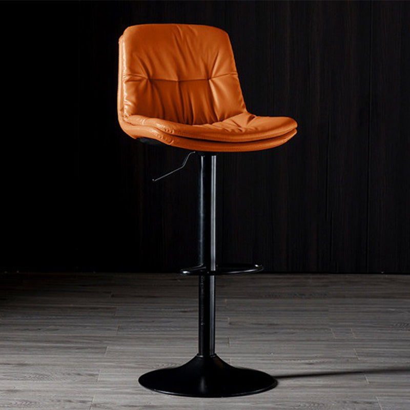 Adjustable Height Leather Footrest Bar Stool Matte Finish 31.49'' Low Back Stool Orange Black 1 Piece Clearhalo 'Bar Furniture' 'Bar Stools' 'bar_stools' 'furn' 'furn_bar_stools' 'furniture_bar_stools' 'Kitchen & Dining Furniture' 'kitchen&dining_furn' 'kitchen' 'kitchen_furn' Furniture' 4684744