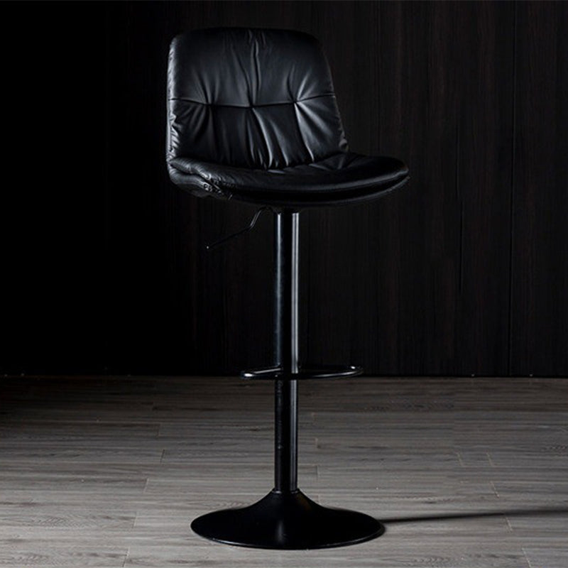 Adjustable Height Leather Footrest Bar Stool Matte Finish 31.49'' Low Back Stool Black Black 1 Piece Clearhalo 'Bar Furniture' 'Bar Stools' 'bar_stools' 'furn' 'furn_bar_stools' 'furniture_bar_stools' 'Kitchen & Dining Furniture' 'kitchen&dining_furn' 'kitchen' 'kitchen_furn' Furniture' 4684752