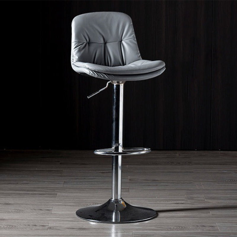 Adjustable Height Leather Footrest Bar Stool Matte Finish 31.49'' Low Back Stool Light Gray Silver 1 Piece Clearhalo 'Bar Furniture' 'Bar Stools' 'bar_stools' 'furn' 'furn_bar_stools' 'furniture_bar_stools' 'Kitchen & Dining Furniture' 'kitchen&dining_furn' 'kitchen' 'kitchen_furn' Furniture' 4684753