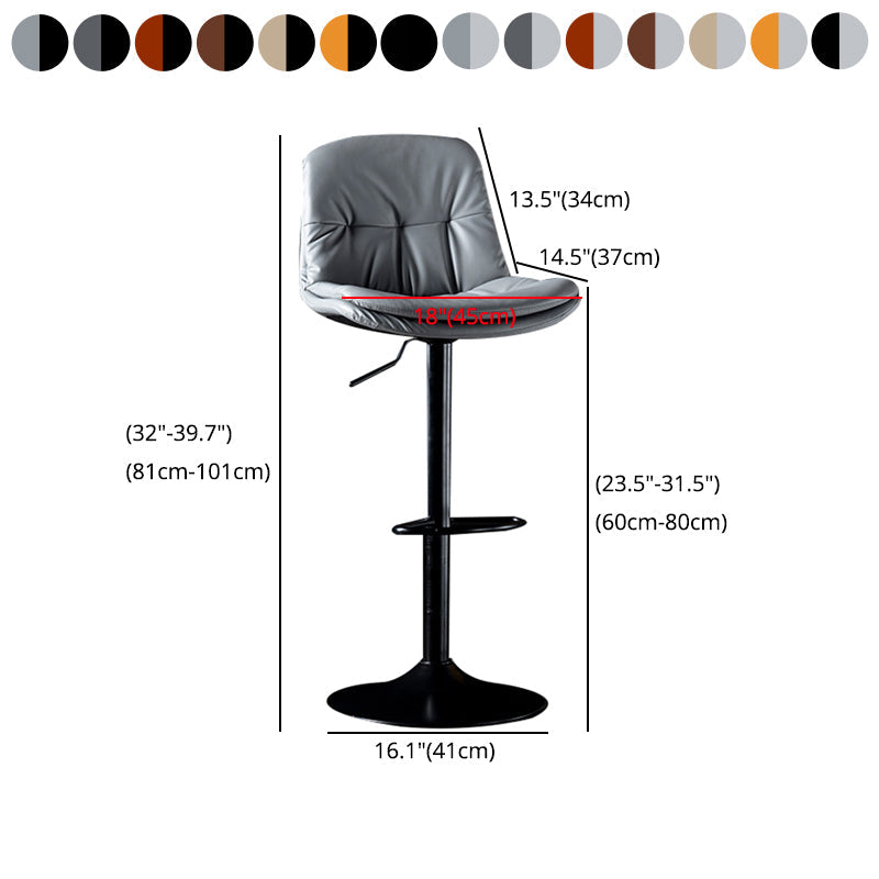 Adjustable Height Leather Footrest Bar Stool Matte Finish 31.49'' Low Back Stool Clearhalo 'Bar Furniture' 'Bar Stools' 'bar_stools' 'furn' 'furn_bar_stools' 'furniture_bar_stools' 'Kitchen & Dining Furniture' 'kitchen&dining_furn' 'kitchen' 'kitchen_furn' Furniture' 4684754