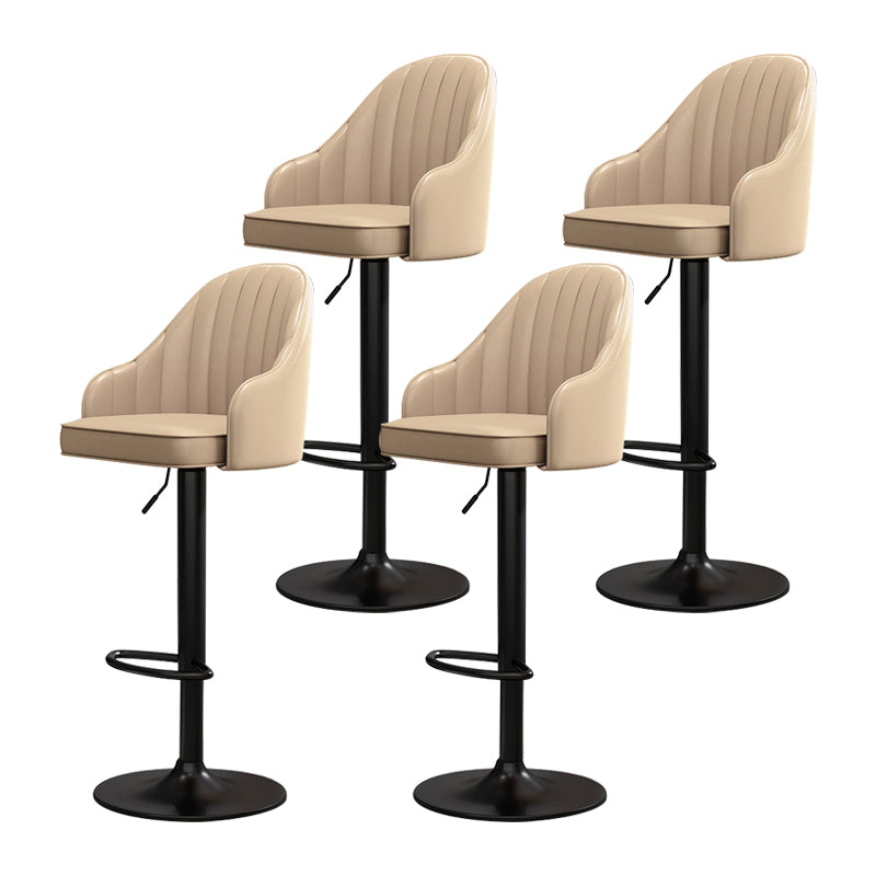 Scandinavian Metal Kitchen Dining Room Arm Stool Adjustable Height Barstool Khaki Set of 4 Clearhalo 'Bar Furniture' 'Bar Stools' 'bar_stools' 'furniture_bar_stools' 'Kitchen & Dining Furniture' 'kitchen&dining_furn' 'kitchen' 'kitchen_furn' Furniture' 4684792