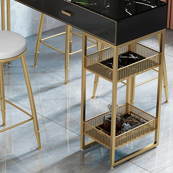 Marble Bistro Bar Desk with Rectangle Table Top White Double Pedestal Table-41.3" H Clearhalo 'Bar Furniture' 'Bar Tables' 'bar_tables' 'furn' 'furn_bar_tables' 'Furniture' 'furniture_bar_tables' 'Kitchen & Dining Furniture' 4684800