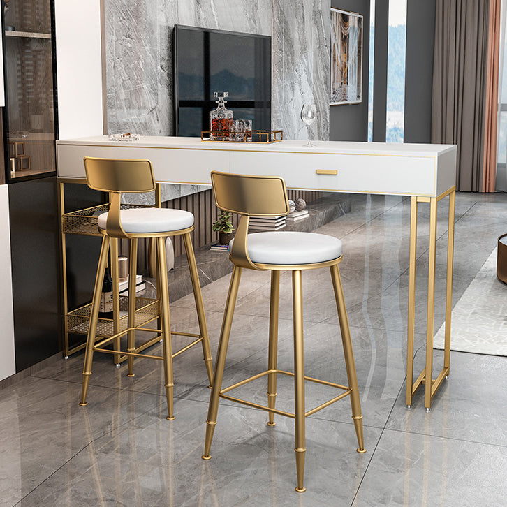 Marble Bistro Bar Desk with Rectangle Table Top White Double Pedestal Table-41.3" H Clearhalo 'Bar Furniture' 'Bar Tables' 'bar_tables' 'furn' 'furn_bar_tables' 'Furniture' 'furniture_bar_tables' 'Kitchen & Dining Furniture' 4684804