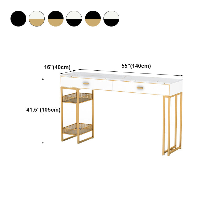 Marble Bistro Bar Desk with Rectangle Table Top White Double Pedestal Table-41.3" H Clearhalo 'Bar Furniture' 'Bar Tables' 'bar_tables' 'furn' 'furn_bar_tables' 'Furniture' 'furniture_bar_tables' 'Kitchen & Dining Furniture' 4684809