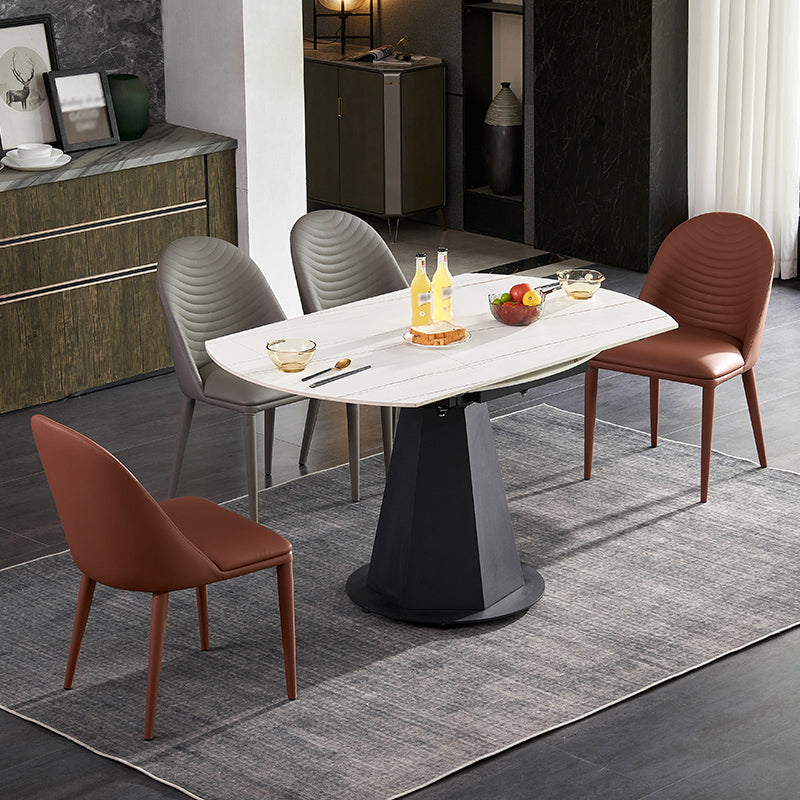 Modern 1/3/4/5/7 Pieces White Dining Table Set with Sintered Stone Top Round Dinette Set 5 Pieces: Table, 4 Chairs Clearhalo 'Dining Room Sets' 'Dining Tables & Seating' 'dining_room_set' 'furn' 'furn_dining_room_set' 'Furniture' 'furniture_dining_room_set' 'Kitchen & Dining Furniture' 'kitchen&dining_furn' 'kitchen' 4684814