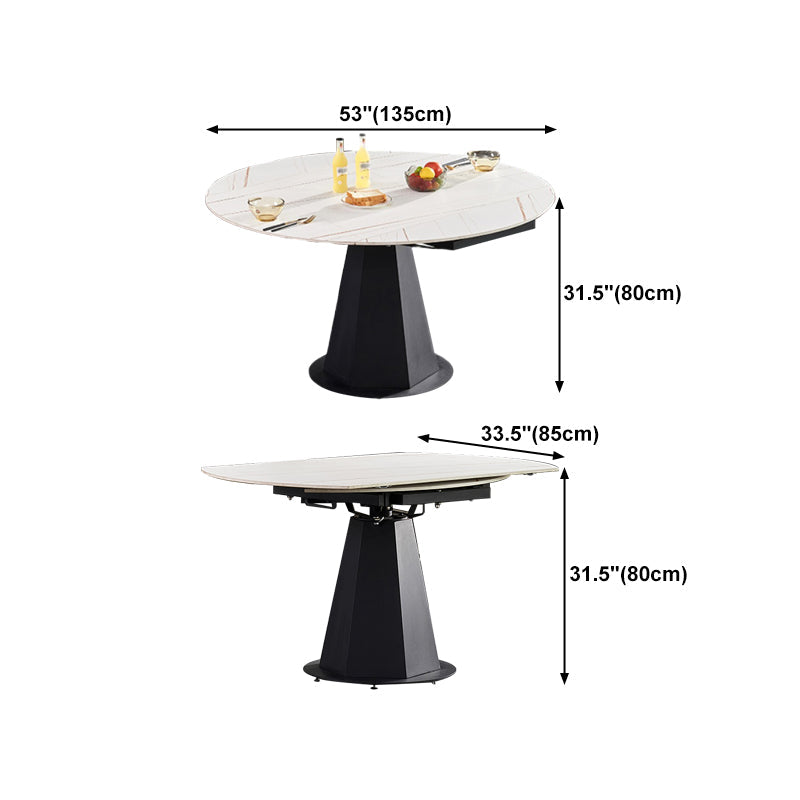 Modern 1/3/4/5/7 Pieces White Dining Table Set with Sintered Stone Top Round Dinette Set Clearhalo 'Dining Room Sets' 'Dining Tables & Seating' 'dining_room_set' 'furn' 'furn_dining_room_set' 'Furniture' 'furniture_dining_room_set' 'Kitchen & Dining Furniture' 'kitchen&dining_furn' 'kitchen' 4684823