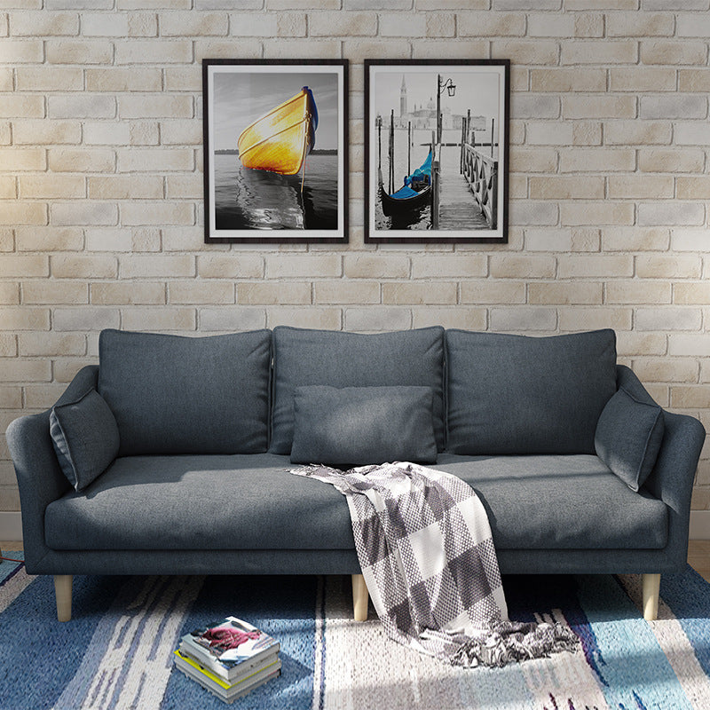 Sofa with 3 Pillows 3 Seater Hair Pin Legs Sofa for Bonus Room Dark Gray Clearhalo 'furn' 'furn_sofas' 'Furniture' 'furniture_sofas' 'kitchen' 'kitchen_sofas' 'Living Room Furniture' 'Sofa' 'sofas' 4686586