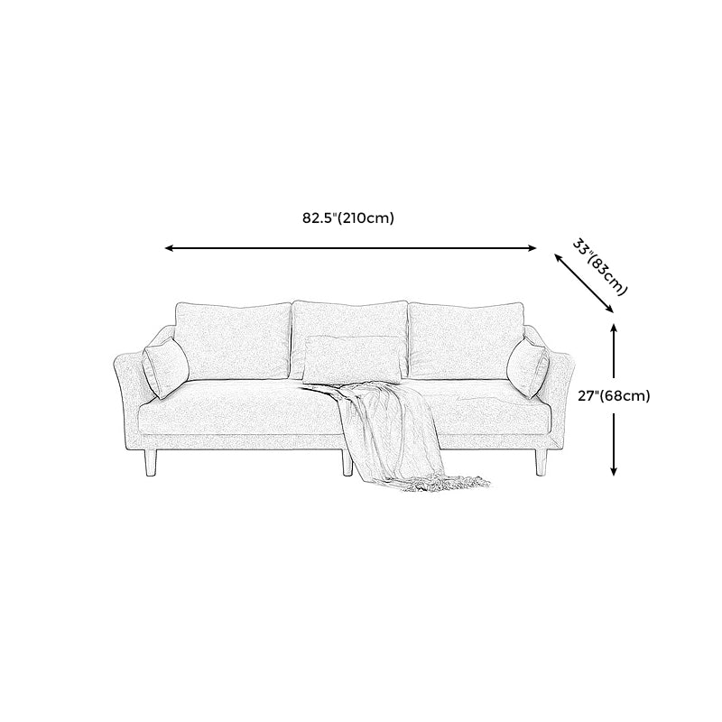 Sofa with 3 Pillows 3 Seater Hair Pin Legs Sofa for Bonus Room Clearhalo 'furn' 'furn_sofas' 'Furniture' 'furniture_sofas' 'kitchen' 'kitchen_sofas' 'Living Room Furniture' 'Sofa' 'sofas' 4686587