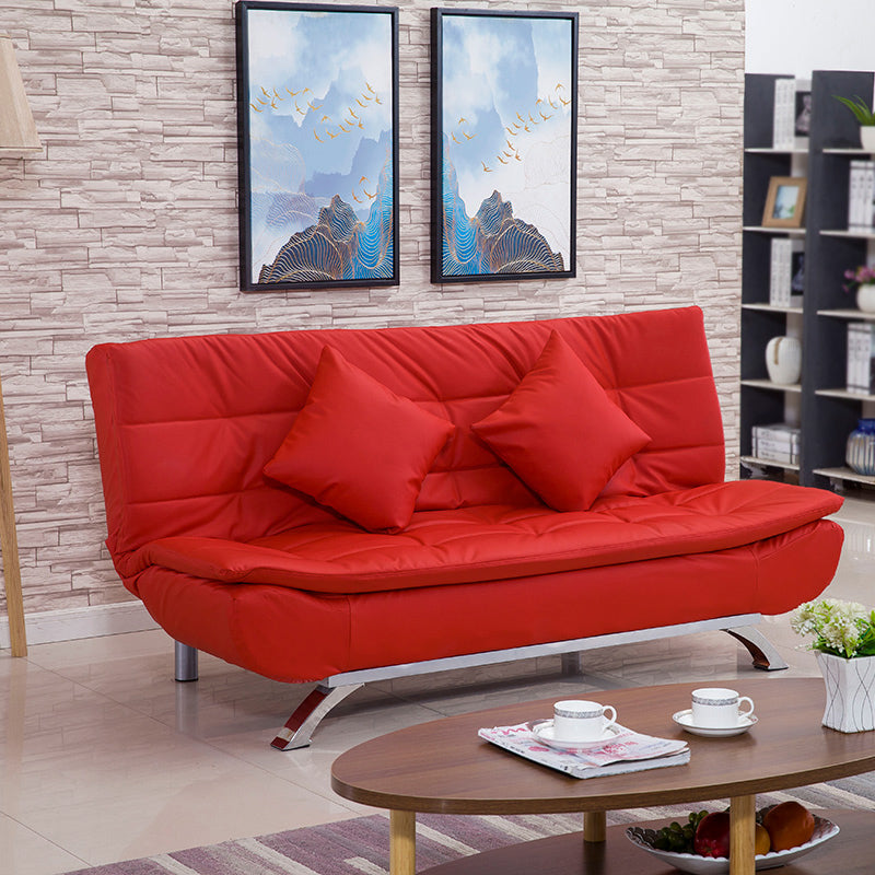 Faux Leather Modern Sofa Armless 33 "W Tufted Sofa for Living Room Red Clearhalo 'furn' 'furn_sofas' 'Furniture' 'furniture_sofas' 'kitchen' 'kitchen_sofas' 'Living Room Furniture' 'Sofa' 'sofas' 4686592