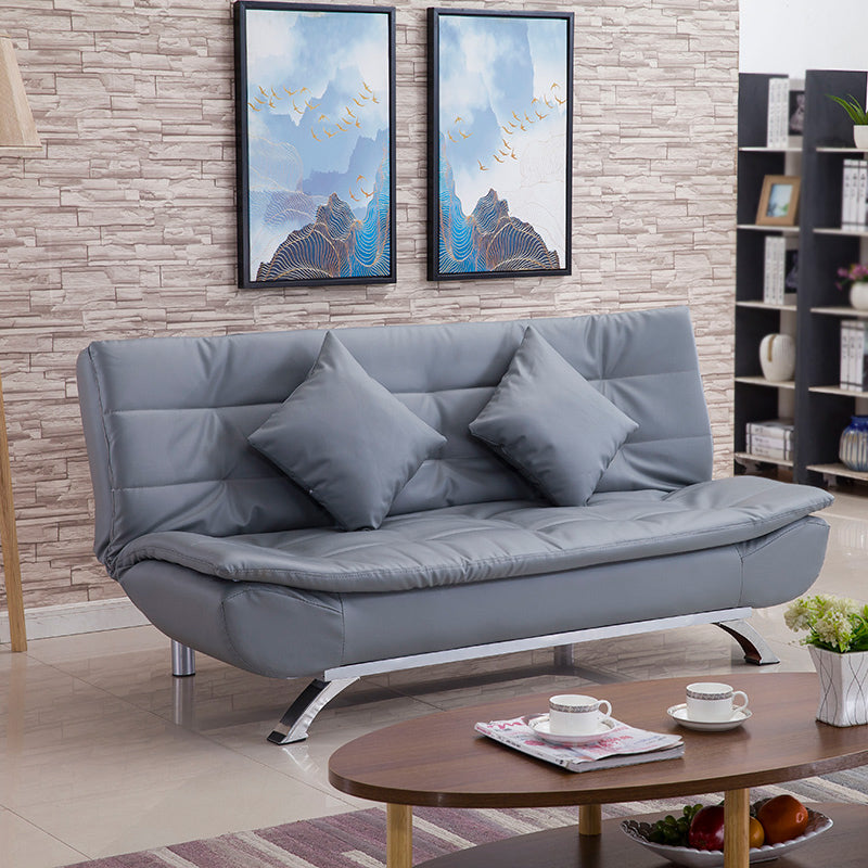Faux Leather Modern Sofa Armless 33 "W Tufted Sofa for Living Room Grey Clearhalo 'furn' 'furn_sofas' 'Furniture' 'furniture_sofas' 'kitchen' 'kitchen_sofas' 'Living Room Furniture' 'Sofa' 'sofas' 4686599