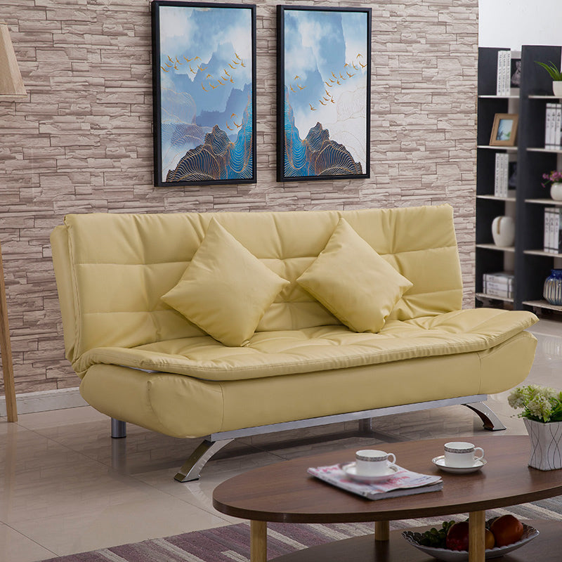 Faux Leather Modern Sofa Armless 33 "W Tufted Sofa for Living Room Yellow Clearhalo 'furn' 'furn_sofas' 'Furniture' 'furniture_sofas' 'kitchen' 'kitchen_sofas' 'Living Room Furniture' 'Sofa' 'sofas' 4686600