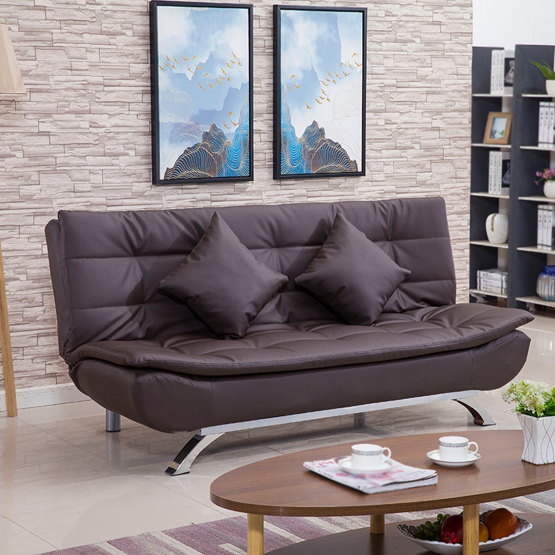 Faux Leather Modern Sofa Armless 33 "W Tufted Sofa for Living Room Light Coffee Clearhalo 'furn' 'furn_sofas' 'Furniture' 'furniture_sofas' 'kitchen' 'kitchen_sofas' 'Living Room Furniture' 'Sofa' 'sofas' 4686601