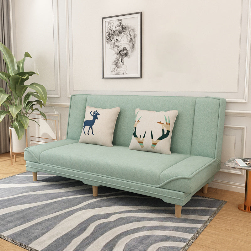 Tight Back 70.87" W √ó 23.62" D √ó 31.50" H Linen Armless Sofa with Foldable Light Green Clearhalo 'furn' 'furn_sofas' 'Furniture' 'furniture_sofas' 'kitchen' 'kitchen_sofas' 'Living Room Furniture' 'Sofa' 'sofas' 4688856