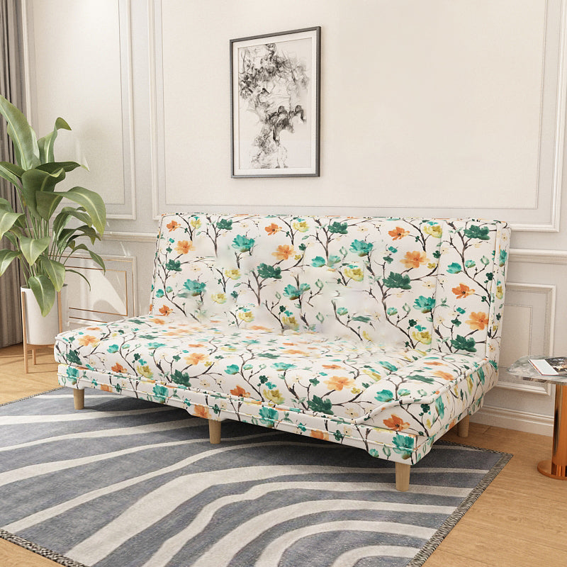 Tight Back 70.87" W √ó 23.62" D √ó 31.50" H Linen Armless Sofa with Foldable White Green Clearhalo 'furn' 'furn_sofas' 'Furniture' 'furniture_sofas' 'kitchen' 'kitchen_sofas' 'Living Room Furniture' 'Sofa' 'sofas' 4688857