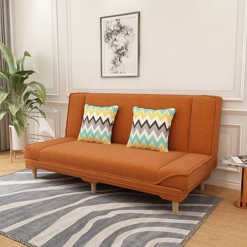 Tight Back 70.87" W √ó 23.62" D √ó 31.50" H Linen Armless Sofa with Foldable Orange Clearhalo 'furn' 'furn_sofas' 'Furniture' 'furniture_sofas' 'kitchen' 'kitchen_sofas' 'Living Room Furniture' 'Sofa' 'sofas' 4688862