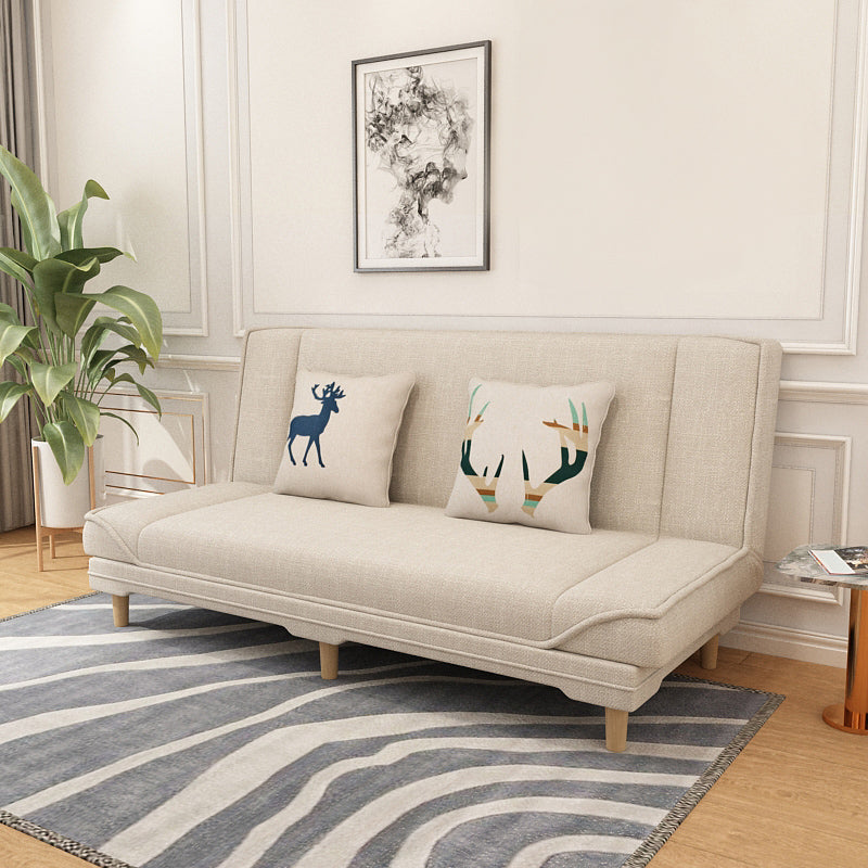 Tight Back 70.87" W √ó 23.62" D √ó 31.50" H Linen Armless Sofa with Foldable Off-White Clearhalo 'furn' 'furn_sofas' 'Furniture' 'furniture_sofas' 'kitchen' 'kitchen_sofas' 'Living Room Furniture' 'Sofa' 'sofas' 4688865