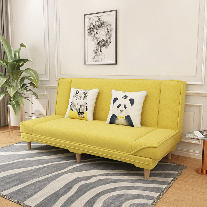 Tight Back 70.87" W √ó 23.62" D √ó 31.50" H Linen Armless Sofa with Foldable Lemon Yellow Clearhalo 'furn' 'furn_sofas' 'Furniture' 'furniture_sofas' 'kitchen' 'kitchen_sofas' 'Living Room Furniture' 'Sofa' 'sofas' 4688867