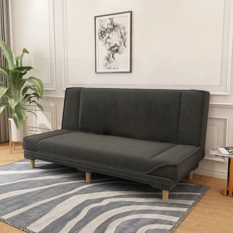 Tight Back 70.87" W √ó 23.62" D √ó 31.50" H Linen Armless Sofa with Foldable Black Clearhalo 'furn' 'furn_sofas' 'Furniture' 'furniture_sofas' 'kitchen' 'kitchen_sofas' 'Living Room Furniture' 'Sofa' 'sofas' 4688875