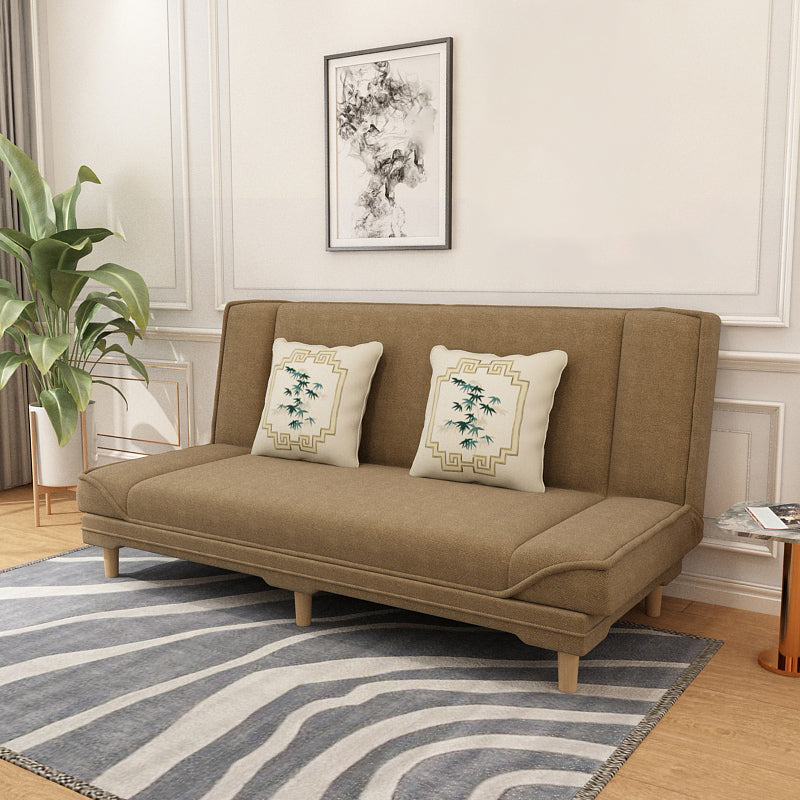 Tight Back 70.87" W √ó 23.62" D √ó 31.50" H Linen Armless Sofa with Foldable Light Coffee Clearhalo 'furn' 'furn_sofas' 'Furniture' 'furniture_sofas' 'kitchen' 'kitchen_sofas' 'Living Room Furniture' 'Sofa' 'sofas' 4688876