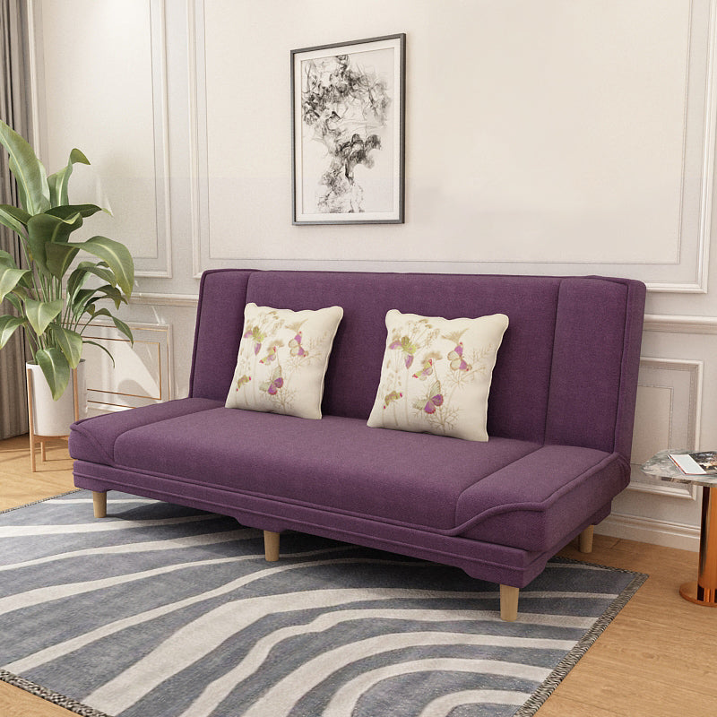 Tight Back 70.87" W √ó 23.62" D √ó 31.50" H Linen Armless Sofa with Foldable Purple Clearhalo 'furn' 'furn_sofas' 'Furniture' 'furniture_sofas' 'kitchen' 'kitchen_sofas' 'Living Room Furniture' 'Sofa' 'sofas' 4688877