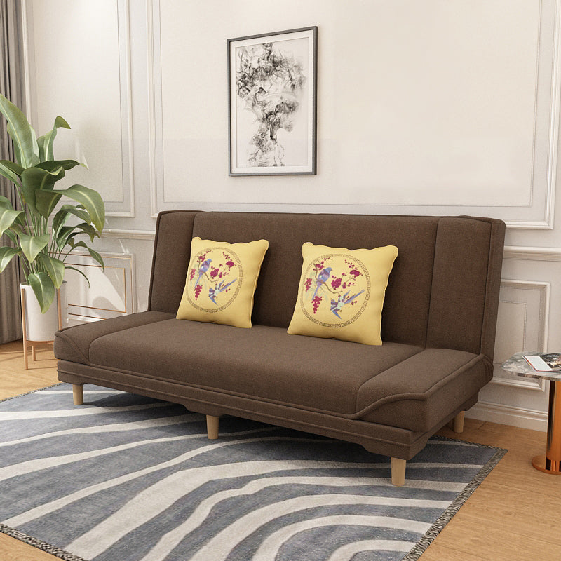 Tight Back 70.87" W √ó 23.62" D √ó 31.50" H Linen Armless Sofa with Foldable Dark Coffee Clearhalo 'furn' 'furn_sofas' 'Furniture' 'furniture_sofas' 'kitchen' 'kitchen_sofas' 'Living Room Furniture' 'Sofa' 'sofas' 4688878