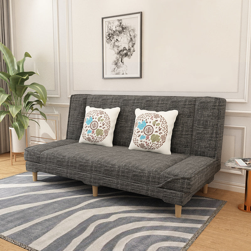 Tight Back 70.87" W √ó 23.62" D √ó 31.50" H Linen Armless Sofa with Foldable Dark Gray Clearhalo 'furn' 'furn_sofas' 'Furniture' 'furniture_sofas' 'kitchen' 'kitchen_sofas' 'Living Room Furniture' 'Sofa' 'sofas' 4688880