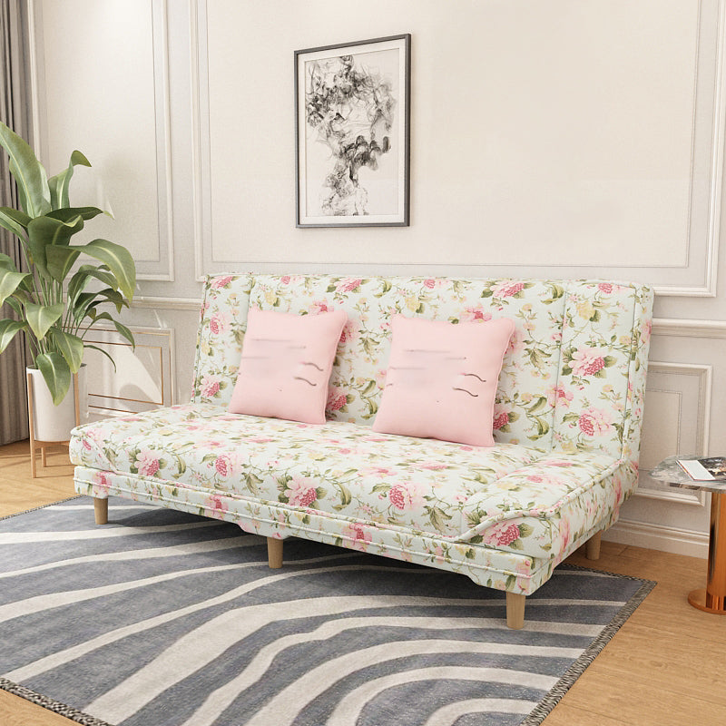 Tight Back 70.87" W √ó 23.62" D √ó 31.50" H Linen Armless Sofa with Foldable White-Pink Clearhalo 'furn' 'furn_sofas' 'Furniture' 'furniture_sofas' 'kitchen' 'kitchen_sofas' 'Living Room Furniture' 'Sofa' 'sofas' 4688881