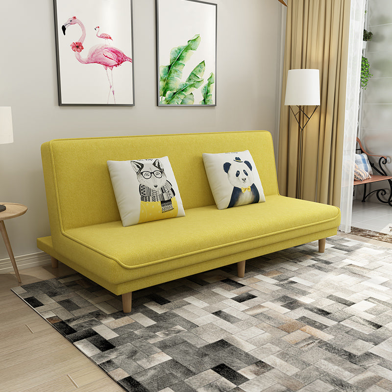 Armless Settee with Cotton Blend 19.68" W Convertible Sleeper Sofa for Apartment Lemon Yellow Clearhalo 'furn' 'furn_sofas' 'Furniture' 'furniture_sofas' 'kitchen' 'kitchen_sofas' 'Living Room Furniture' 'Sofa' 'sofas' 4688890