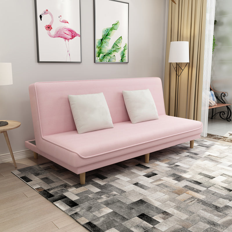 Armless Settee with Cotton Blend 19.68" W Convertible Sleeper Sofa for Apartment Pink Clearhalo 'furn' 'furn_sofas' 'Furniture' 'furniture_sofas' 'kitchen' 'kitchen_sofas' 'Living Room Furniture' 'Sofa' 'sofas' 4688891