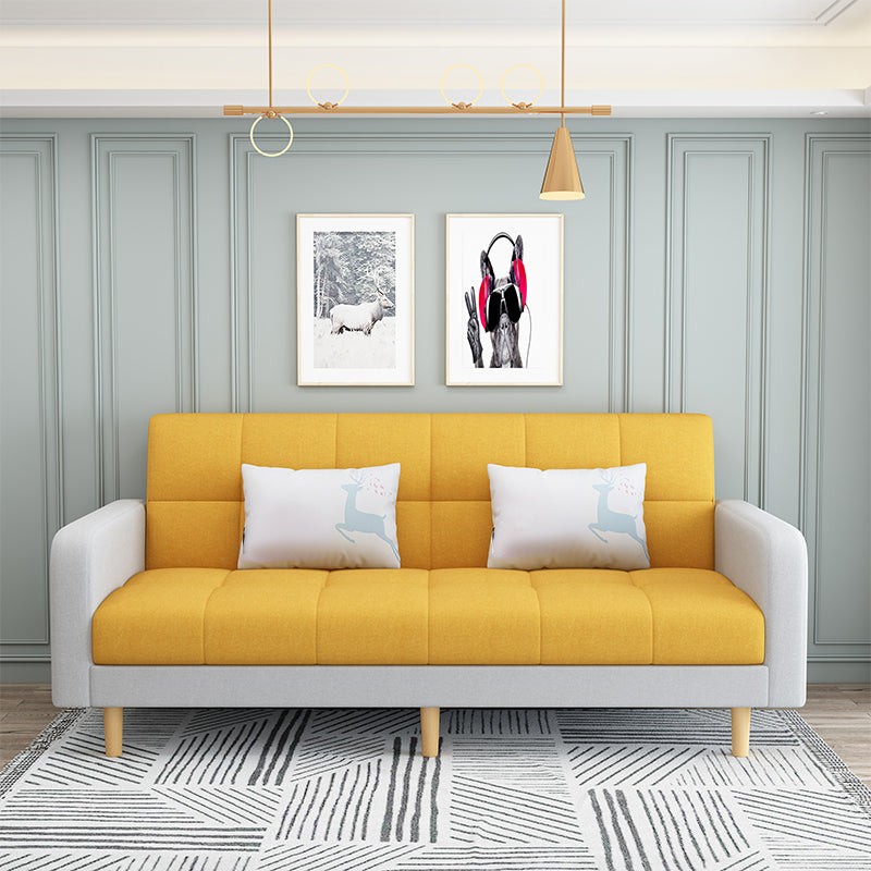 Convertible Linen Modern Sofa 27"W Sofa Square Arm with Storage 59"L x 27"W x 32"H Yellow Clearhalo 'furn' 'furn_sofas' 'Furniture' 'furniture_sofas' 'kitchen' 'kitchen_sofas' 'Living Room Furniture' 'Sofa' 'sofas' 4688919