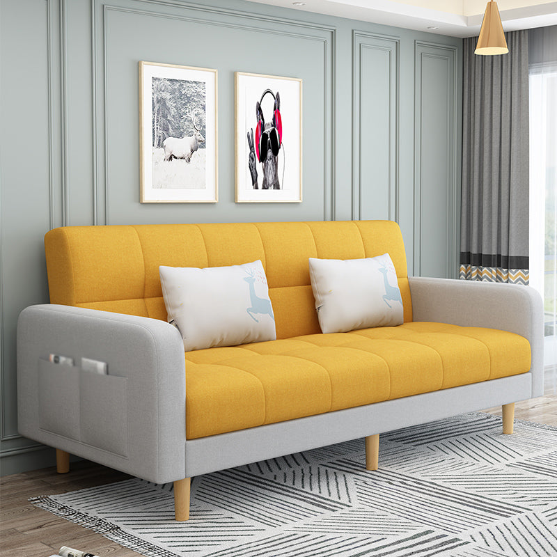 Convertible Linen Modern Sofa 27"W Sofa Square Arm with Storage 67"L x 27"W x 32"H Yellow Clearhalo 'furn' 'furn_sofas' 'Furniture' 'furniture_sofas' 'kitchen' 'kitchen_sofas' 'Living Room Furniture' 'Sofa' 'sofas' 4688921