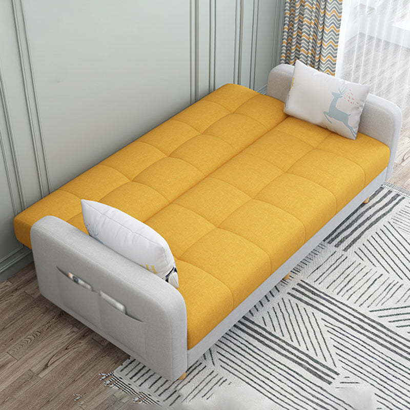 Convertible Linen Modern Sofa 27"W Sofa Square Arm with Storage Clearhalo 'furn' 'furn_sofas' 'Furniture' 'furniture_sofas' 'kitchen' 'kitchen_sofas' 'Living Room Furniture' 'Sofa' 'sofas' 4688924