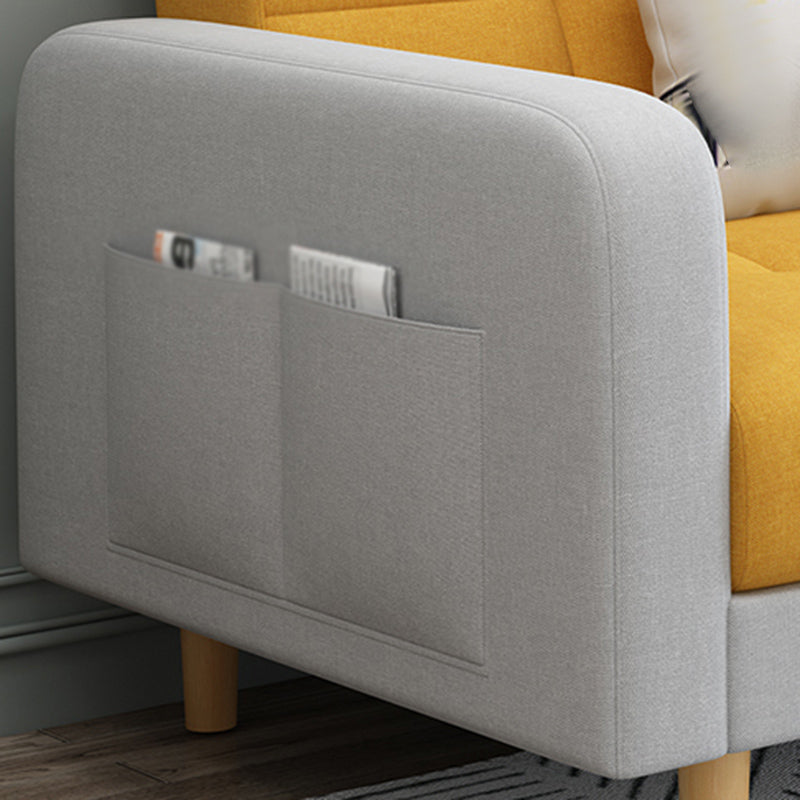 Convertible Linen Modern Sofa 27"W Sofa Square Arm with Storage Clearhalo 'furn' 'furn_sofas' 'Furniture' 'furniture_sofas' 'kitchen' 'kitchen_sofas' 'Living Room Furniture' 'Sofa' 'sofas' 4688931