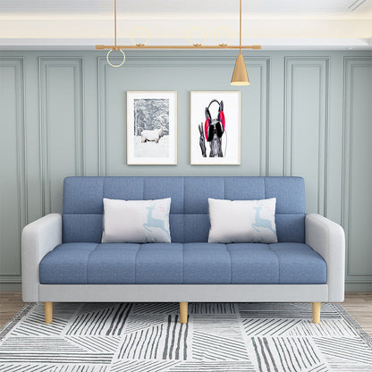 Convertible Linen Modern Sofa 27"W Sofa Square Arm with Storage Blue Clearhalo 'furn' 'furn_sofas' 'Furniture' 'furniture_sofas' 'kitchen' 'kitchen_sofas' 'Living Room Furniture' 'Sofa' 'sofas' 4688934
