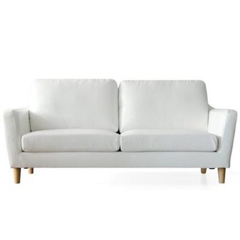 Transitional Flared Arm Faux Leather Sofa with 2 Pillows for Living Room White Clearhalo 'furn' 'furn_sofas' 'Furniture' 'furniture_sofas' 'kitchen' 'kitchen_sofas' 'Living Room Furniture' 'Sofa' 'sofas' 4688962