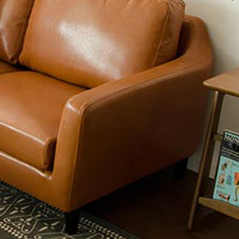 Transitional Flared Arm Faux Leather Sofa with 2 Pillows for Living Room Clearhalo 'furn' 'furn_sofas' 'Furniture' 'furniture_sofas' 'kitchen' 'kitchen_sofas' 'Living Room Furniture' 'Sofa' 'sofas' 4688965