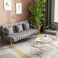 Sewn Pillow Back Velvet Sofa 28.35" High Metal Brass Arm Sofa Clearhalo 'Furniture' 'furniture_sofas' 'kitchen' 'kitchen_sofas' 'Living Room Furniture' 'Sofa' 'sofas' 4688973