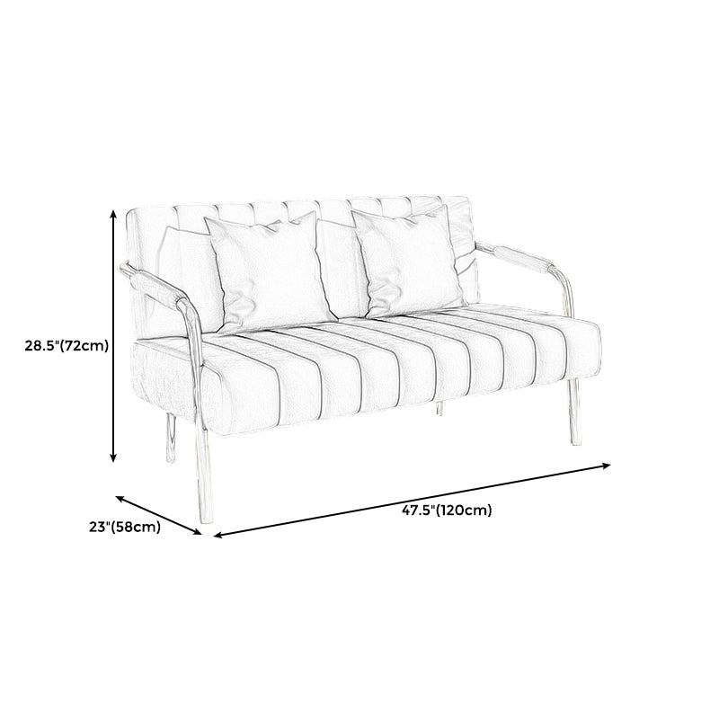 Sewn Pillow Back Velvet Sofa 28.35" High Metal Brass Arm Sofa Clearhalo 'Furniture' 'furniture_sofas' 'kitchen' 'kitchen_sofas' 'Living Room Furniture' 'Sofa' 'sofas' 4688984