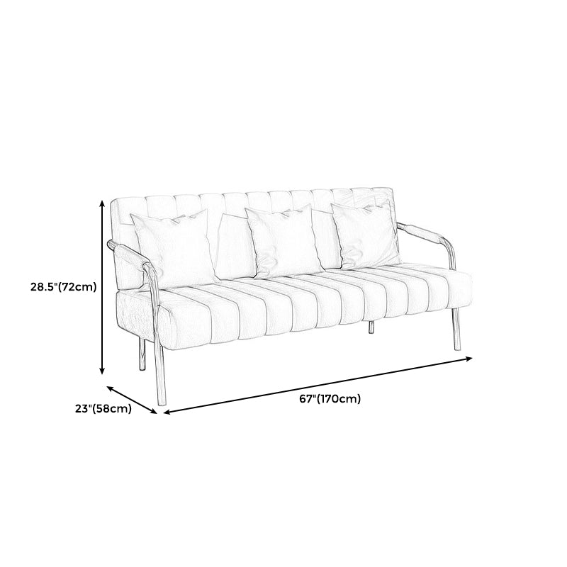 Sewn Pillow Back Velvet Sofa 28.35" High Metal Brass Arm Sofa Clearhalo 'Furniture' 'furniture_sofas' 'kitchen' 'kitchen_sofas' 'Living Room Furniture' 'Sofa' 'sofas' 4688986