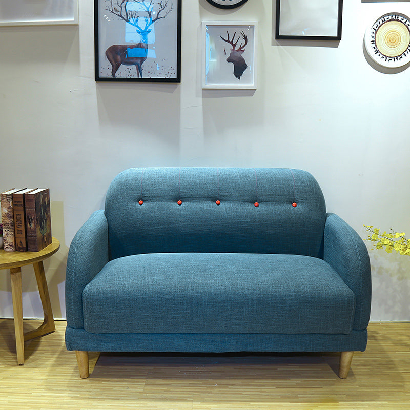 34.25"H Scandinavian Linen Square Arm Solid Color Tufted Loveseat Sofa for Apartment Blue Clearhalo 'furn' 'furn_sofas' 'Furniture' 'furniture_sofas' 'kitchen' 'kitchen_sofas' 'Living Room Furniture' 'Sofa' 'sofas' 4688989