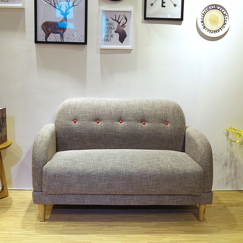 34.25"H Scandinavian Linen Square Arm Solid Color Tufted Loveseat Sofa for Apartment Grey Clearhalo 'furn' 'furn_sofas' 'Furniture' 'furniture_sofas' 'kitchen' 'kitchen_sofas' 'Living Room Furniture' 'Sofa' 'sofas' 4688993