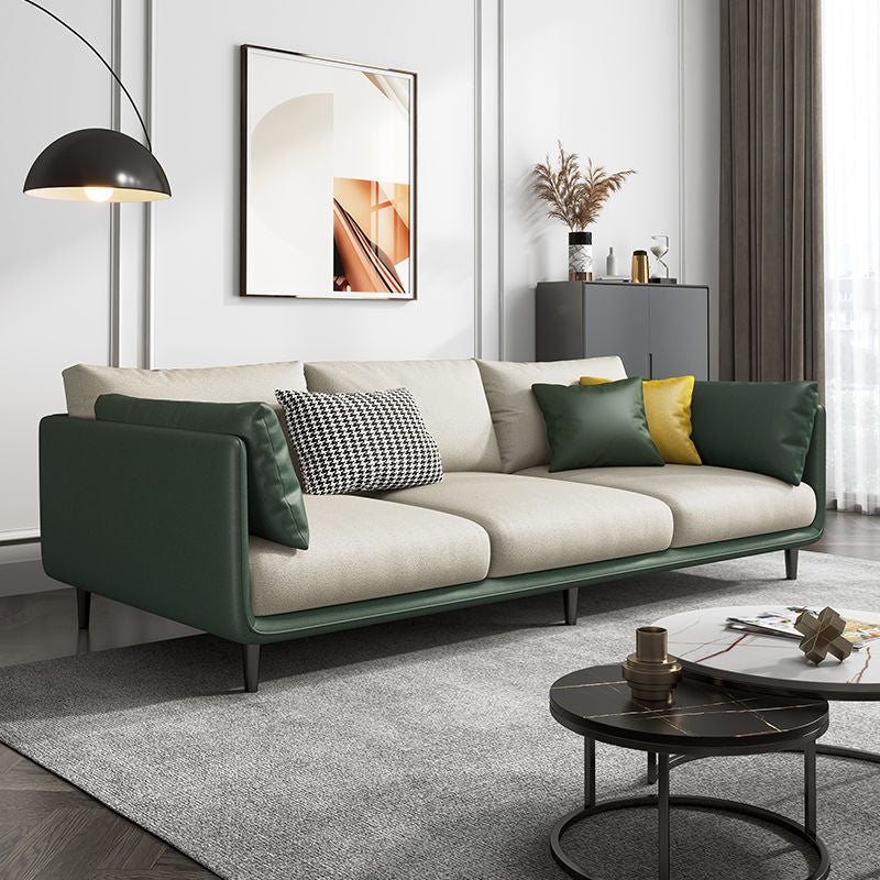 Modern Style Square Armrest Sponge Cushions Fill The Green and White/orange and White Sofa Green-White Clearhalo 'furn' 'furn_sofas' 'Furniture' 'furniture_sofas' 'kitchen' 'kitchen_sofas' 'Living Room Furniture' 'Sofa' 'sofas' 4689034