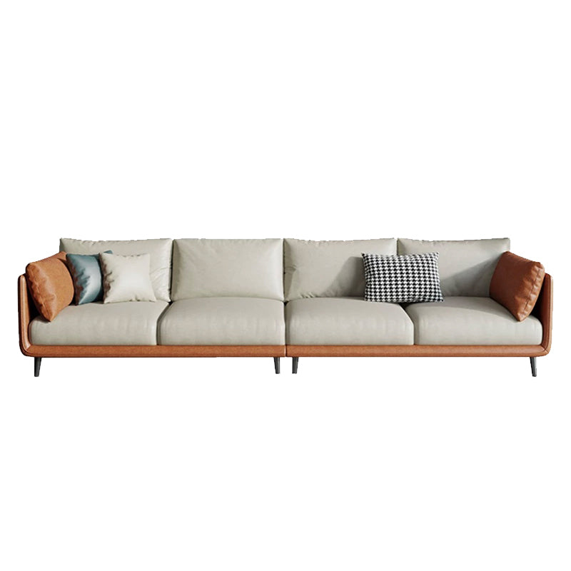 Modern Style Square Armrest Sponge Cushions Fill The Green and White/orange and White Sofa Beige Orange Clearhalo 'furn' 'furn_sofas' 'Furniture' 'furniture_sofas' 'kitchen' 'kitchen_sofas' 'Living Room Furniture' 'Sofa' 'sofas' 4689037